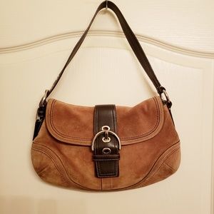 Coach Brown Suede & Leather Shoulder Bag